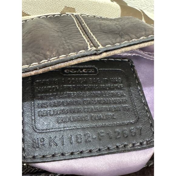 Coach Shoulder Brown Signature Bag Purple Lining - Picture 3 of 13